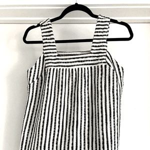 Lucky Brand Black & White Stripe Square Neck Top